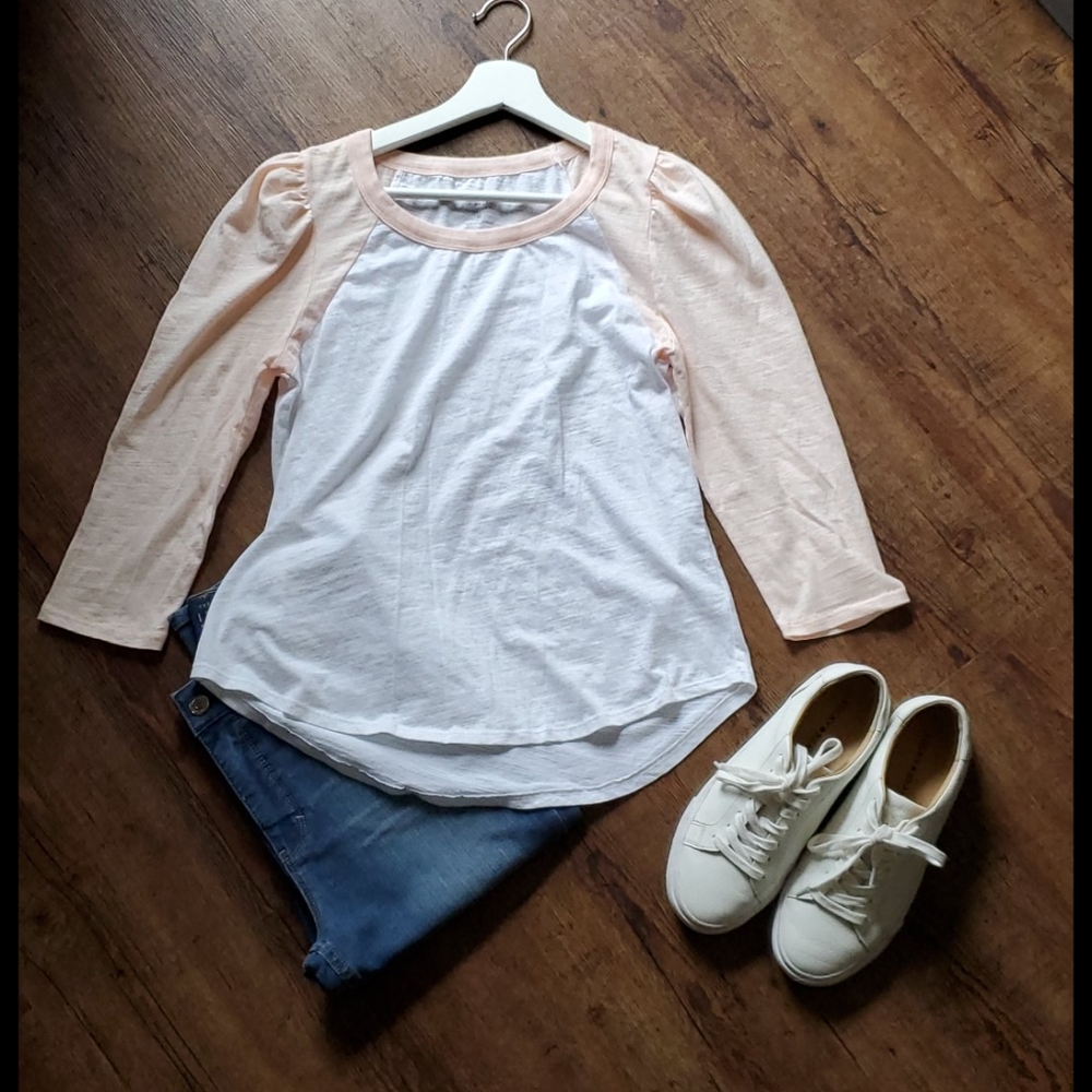 Lucky Brand Puff Sleeve Baseball Tee